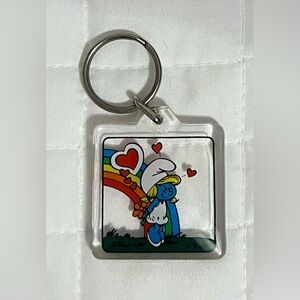 Vintage 1980’s Smurfette Cartoon Keychain Key Ring